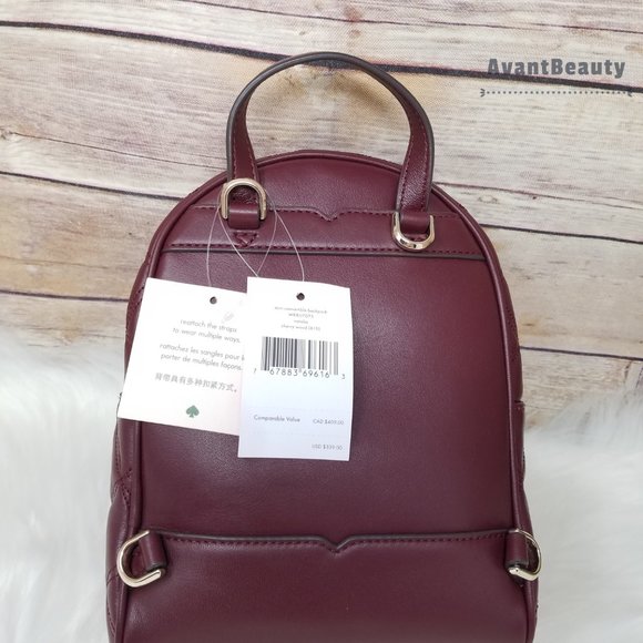 Kate Spade Mini Convertible Backpack Leather Red maroon nwt leather quilted main image 8
